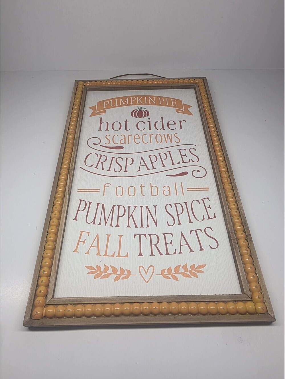 New Pumpkin Pie Cider Apples Foodball Hanging Beaded Sign Decoration
